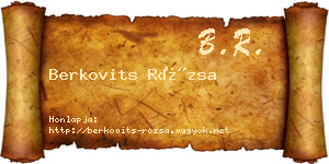Berkovits Rózsa névjegykártya